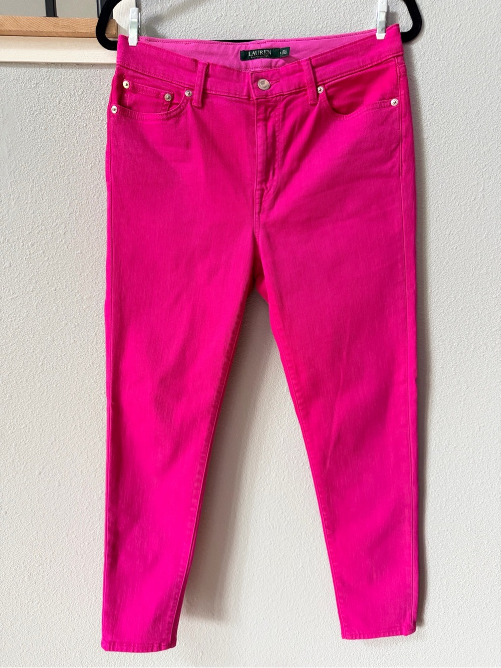 Lauren Ralph Lauren Hot Pink Premier Skinny Cropped Jeans